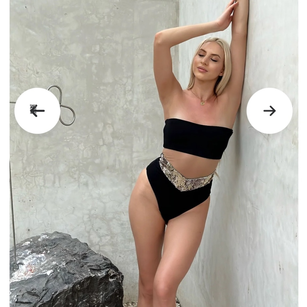 Black and Beige One-Piece Swimsuit - Picture 4 of 10